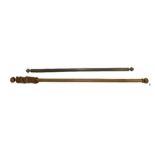 Edwardian brass curtain pole with reeded ball finials