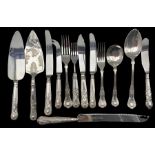 Suite of silver-plated Kings pattern cutlery for six persons