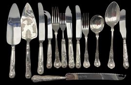 Suite of silver-plated Kings pattern cutlery for six persons