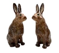 Two Winstanley pottery Hares