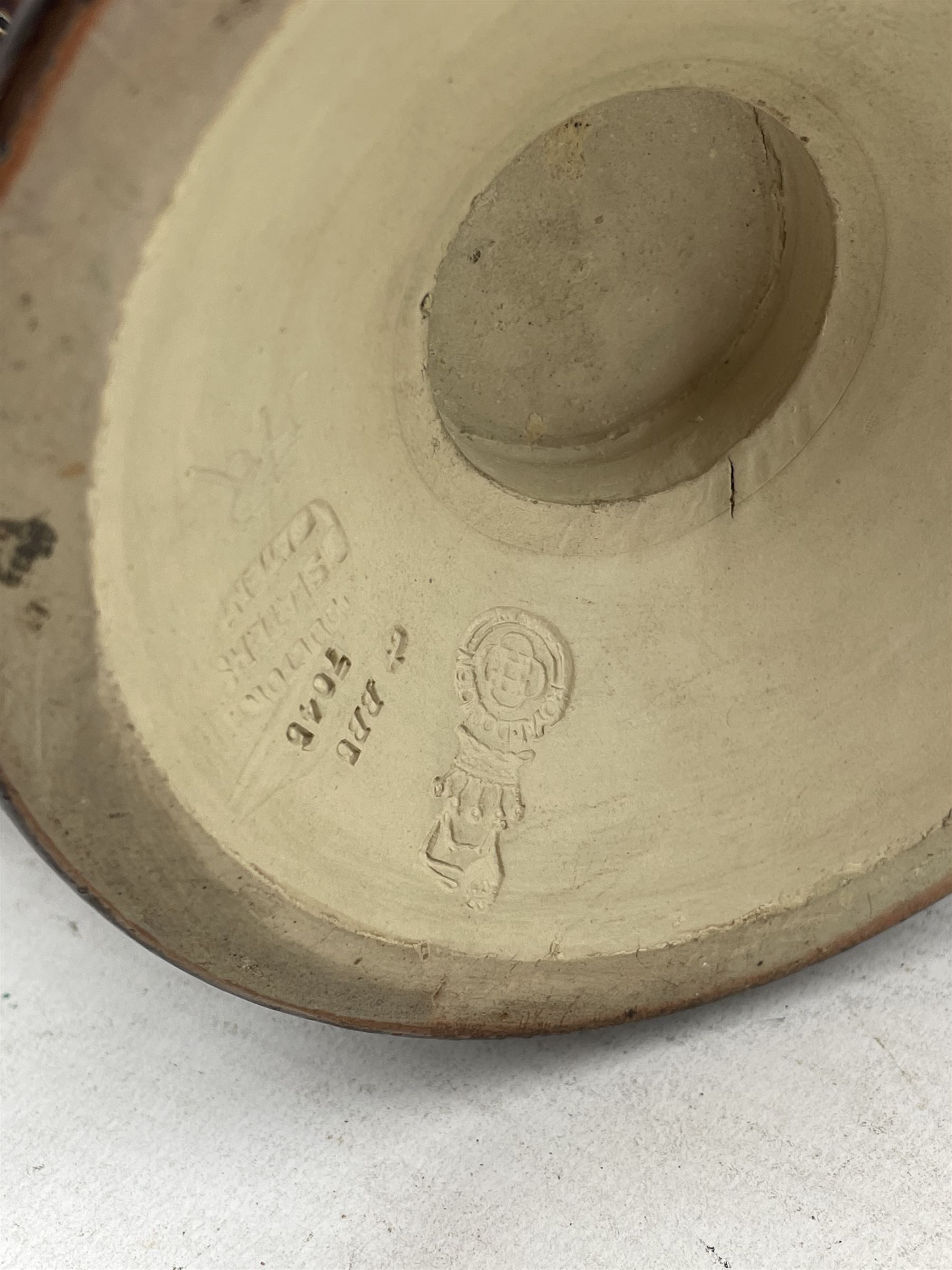Large Doulton Slater stoneware vase applied with floral decoration on chine ground - Image 2 of 2
