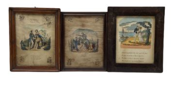 Three early 19th century framed Valentine cards