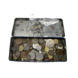 Great British and World coins including various silver threepence pieces