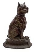 19th/ early 20th century cast iron doorstop in the form of a seated Boston Terrier H33cm