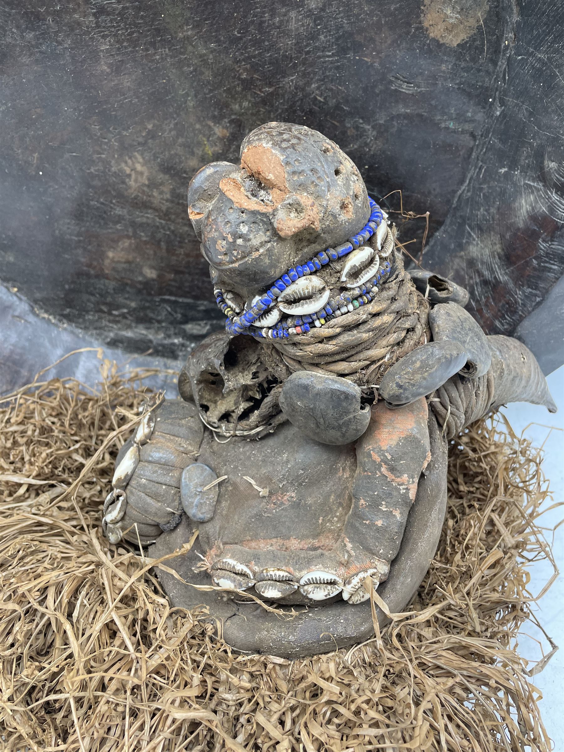 Large African two handled wooden bowl L58cm and an African voodoo doll - Image 2 of 2