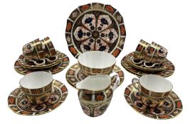 Royal Crown Derby tea set of Imari design comprising six cups and saucers