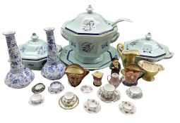 Group of miniature porcelain teacups and saucers including Coalport