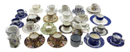 Collection of 19th and 20th century porcelain cabinet coffee cups and saucers including three Copela