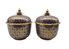 Pair of Thai Benjarong style vases and covers