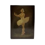 Early 20th century Russian lacquered papier-mache box painted with a Ballerina
