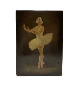 Early 20th century Russian lacquered papier-mache box painted with a Ballerina