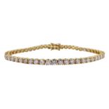 18ct rose gold round brilliant cut diamond line bracelet