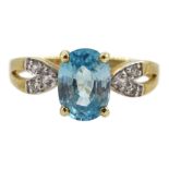 9ct gold oval blue zircon ring