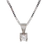 9ct white gold single stone round brilliant cut diamond pendant necklace