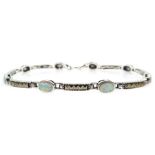 Silver opal and marcasite link bracelet