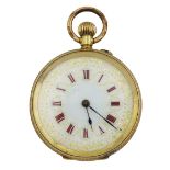 Early 20th century gold ladies keyless cylinder pocket watch