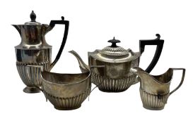 Edwardian three piece silver tea set maker William M Hayes