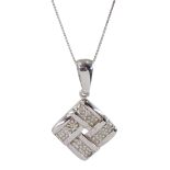 9ct white gold diamond pendant necklace