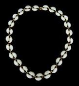 Norwegian silver-gilt and white enamel leaf link necklace by David Andersen