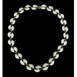 Norwegian silver-gilt and white enamel leaf link necklace by David Andersen