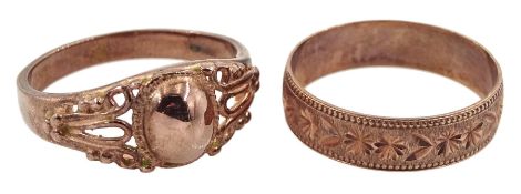 Two 9ct rose gold rings
