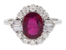 18ct white gold oval ruby