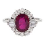 18ct white gold oval ruby