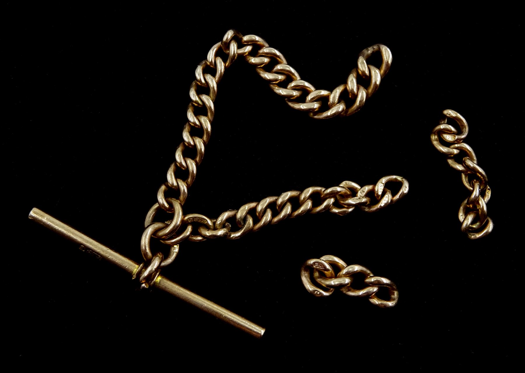 Early 20th century rose gold links and T bar