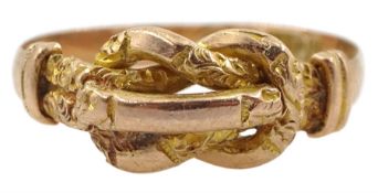 Edwardian 9ct rose gold textured and polished knot ring