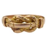 Edwardian 9ct rose gold textured and polished knot ring