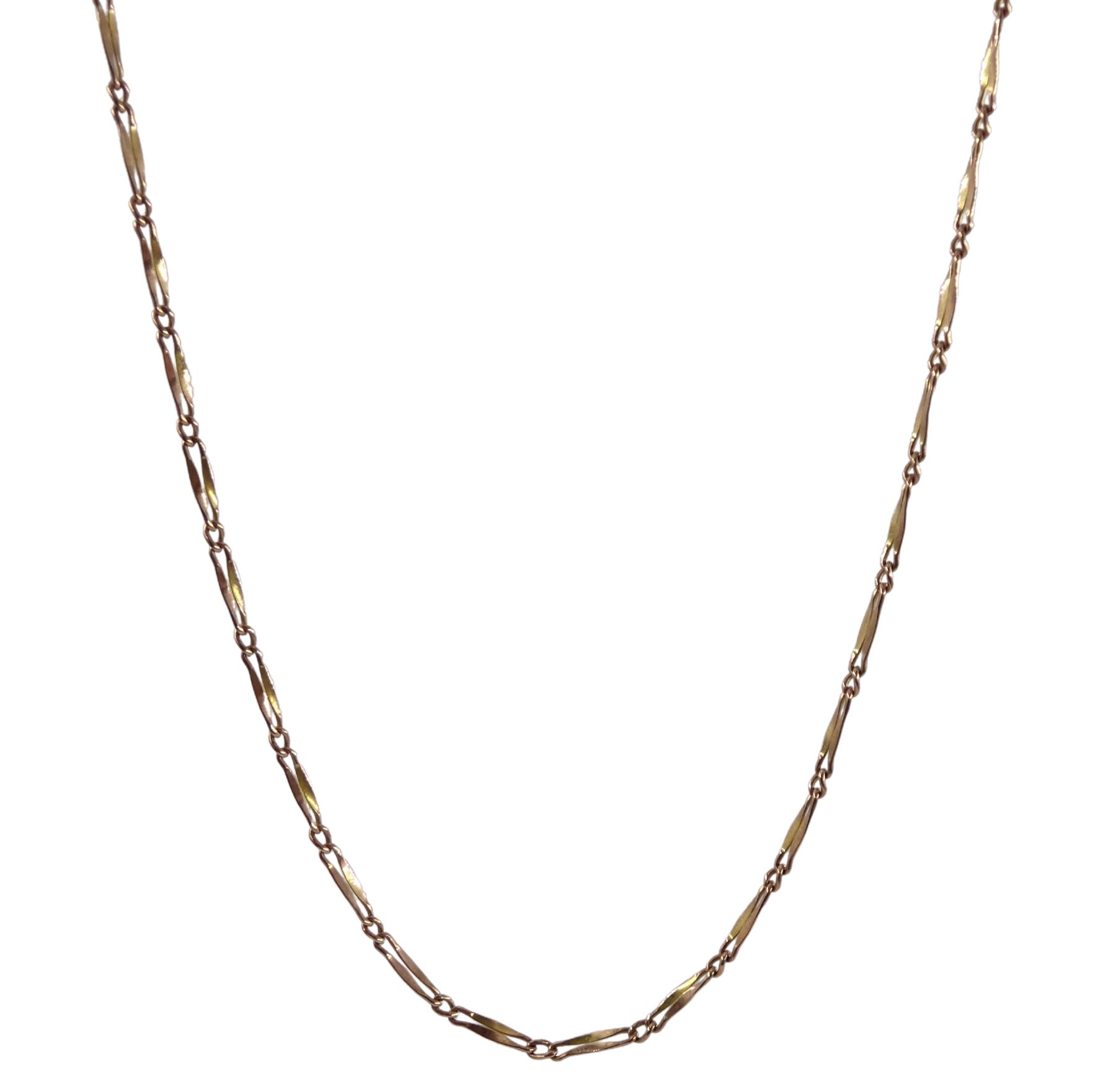 Early 20th rose gold rectangular bar link necklace