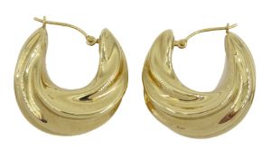 Pair of 14ct gold twisted design hoop earrings