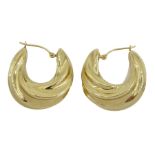 Pair of 14ct gold twisted design hoop earrings
