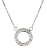 18ct white gold circular diamond pendant necklace