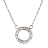 18ct white gold circular diamond pendant necklace