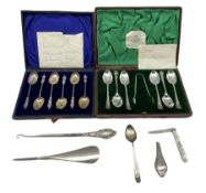 Set of six late Victorian silver 'apostle' coffee spoons with fluted bowls