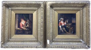 After David Teniers the Younger (Flemish 1610-1690): Cavalier in the Inn and Lady with a Lamp