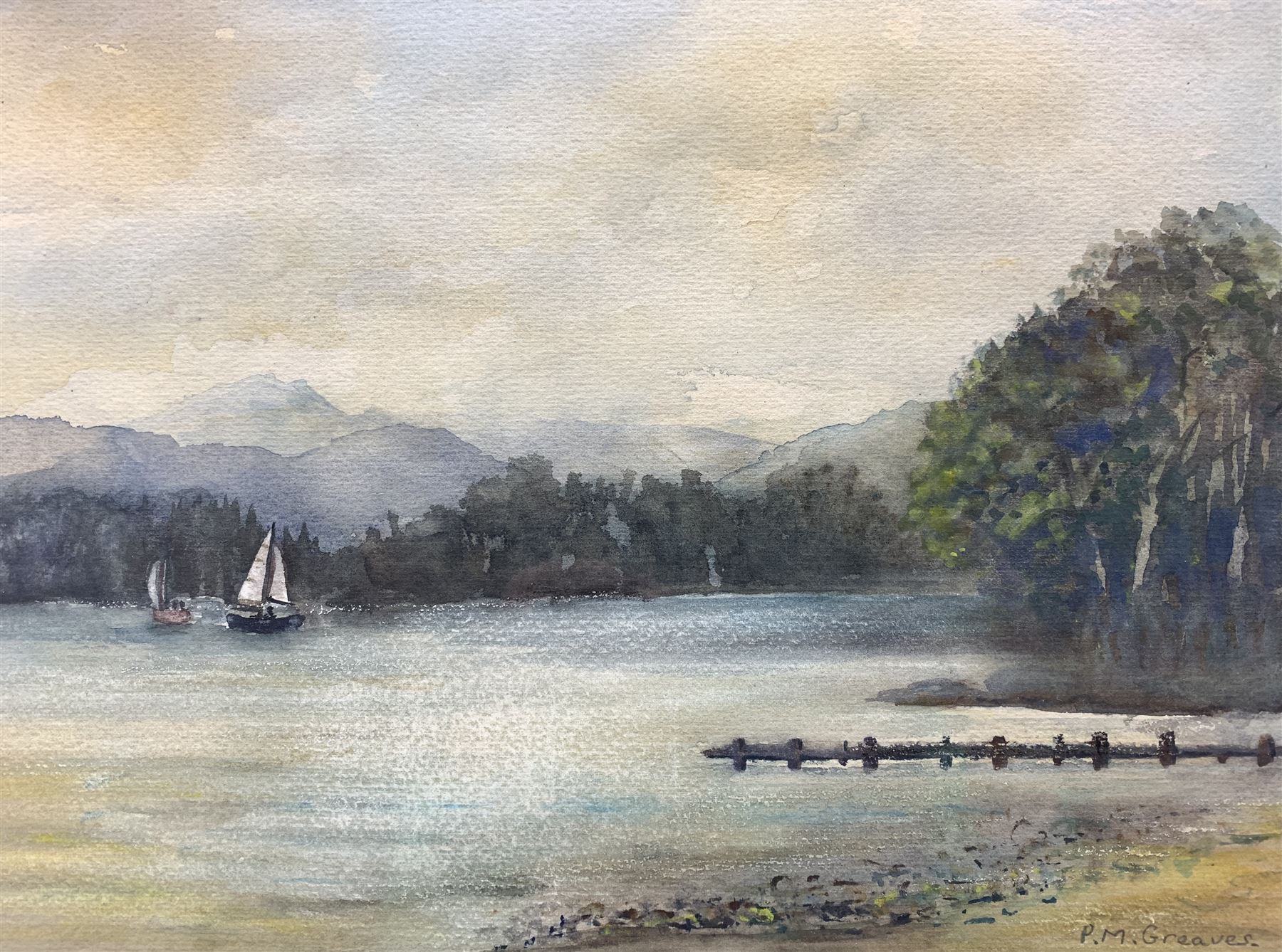 Pam Greaves (British 20th century): 'Windermere from Waterhead'