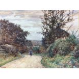 John Dobby Walker (British 1863-1925): Figure Walking Down a Country Lane