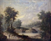 English School (early 19th century): Highland River Landscape