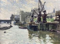 Manner of Bertram Priestman (British 1868-1951): Docklands