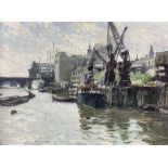 Manner of Bertram Priestman (British 1868-1951): Docklands