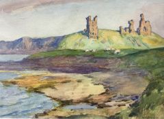 John Arthur Dees (Northern British 1875-1959): 'Dunstanburgh Northumberland - Evening Light Castle o