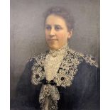 Emma Magnus (Manchester 1856-1936): Bust Length Portrait of Victorian Woman in Lace Dress