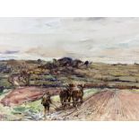 Rowland Henry Hill (Staithes Group 1873-1952): Ploughing Scene