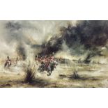 After David Cartwright (British 1944-): 'Scots Greys Charge' and Napoleonic Battle Scenes