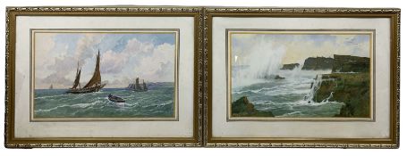 Nathan Stanley Brown (British 1890-1980): 'Lowestoft Trawlers North Bay Scarborough' and 'Breakers o