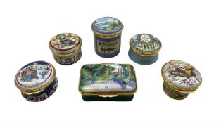 Six Halcyon Days enamel boxes comprising 'The Compleat Angler'