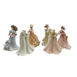 Four Wedgwood bisque porcelain figures designed by Shirley Curzon comprising Abigail