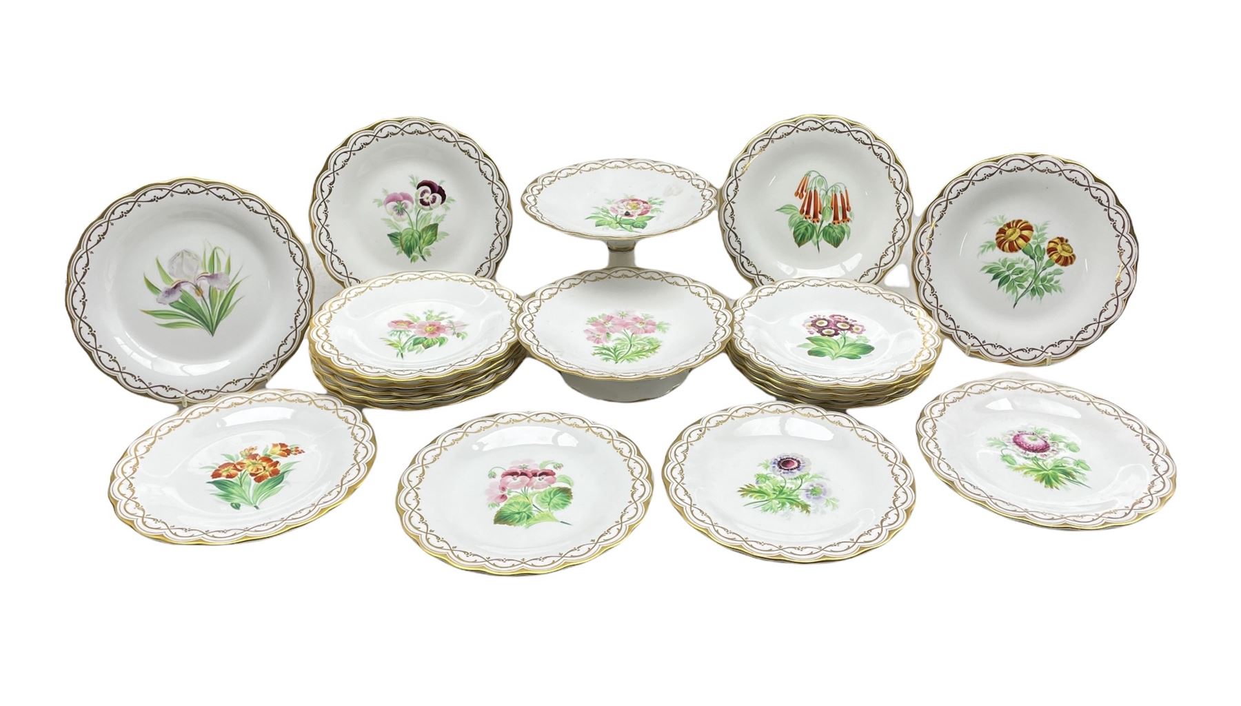 19th century English porcelain Botanical dessert service